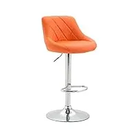 tabouret de bar réglable en hauteur lazio similicuir i chaise hauteur de bar confortable avec dossier et repose-pied i réglable pivotant, couleur:orange, couleur du cadre:chrome