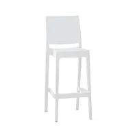 tabouret de bar maya en plastique empilable i chaise de bar confortable avec repose-pied i chaise haute de cuisine avec dossier i hauteur as, couleur:blanc