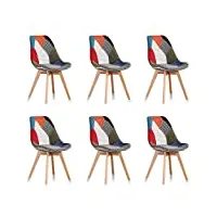 designetsamaison lot de 6 chaises scandinaves patchwork - prague