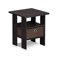 furinno andrey table de chevet avec tiroir à poubelle, noyer foncé, bois, 2,5 x 2,5 x 2,5 cm