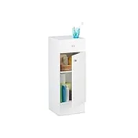 relaxdays armoire de salle de bain en bois blanc à poser meuble de rangement lamelles avec tiroir design hxlxp: 80 x 30,5 x 30,5 cm, blanc