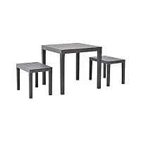 vidaxl table de jardin avec 2 bancs salon de jardin mobilier de terrasse mobilier de patio mobilier d'extérieur arrière-cour plastique marron