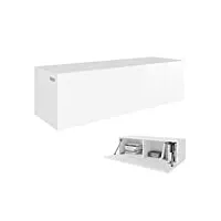rodrigo meuble tv lowboard suspendu avec finition brillante 105 cm de longueur (corps blanc mat + façade blanc brillant)