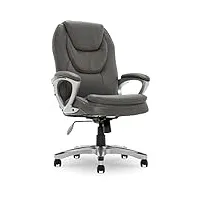 serta amplify fauteuil de bureau avec accoudoirs rembourrés, ergonomique, réglable, avec soutien lombaire, cuir synthétique et maille, textile, gris clair, exécutive