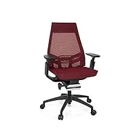 hjh office chaise de bureau ergonomique genidia smart fauteuil de bureau à dossier respirant avec support lombaire, maille respirante rouge/noir 652880