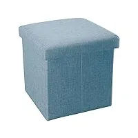 intirilife pouf pliable 38x38x38 cm en bleu celeste – boîte de rangement décorative en tissu aspect lin pour gagner de l'espace – tabouret coffre siège