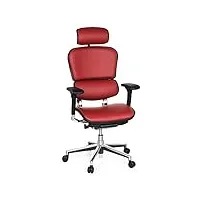 hjh office 652242 fauteuil de direction ergohuman fauteuil de bureau en cuir soutien lombaire flexible, rouge