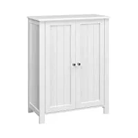 vasagle meuble salle de bain sur pieds, armoire de rangement, placard avec 2 Étagères réglables, 30 x 60 x 80 cm, blanc bcb60w