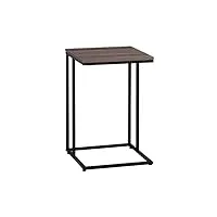 table basse d'appoint carré avec plateau bois foncé et structure en métal noir solution déco pour salon ou chambre urbain et industrielle beliani