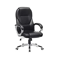 songmics chaise de bureau exécutive avec dossier haut, durable et stable, réglable en hauteur, ergonomique, noire, obg22buk