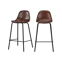 rendez vous déco - chaise de bar en cuir synthétique - henrik - tabouret bar, Îlot central, plan snack - lot 2 chaises marrons - hauteur assise 65 cm