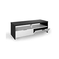 berlioz creations banco / edison meuble tv, noir brillant et blanc, 110 x 41 x 38 cm, fabrication 100% française