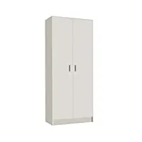armoire rangement nettoyage 2 portes en mélamine coloris blanc - dim : h180 x l73 x p37 cm -pegane-