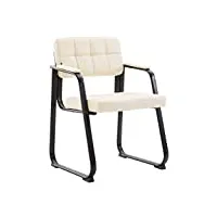 chaise visiteur canada b i assise et dossier rembourré revêtement similicuir i chaise de cuisine chic avec accoudoirs, couleur:crème