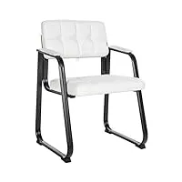 chaise visiteur canada b i assise et dossier rembourré revêtement similicuir i chaise de cuisine chic avec accoudoirs, couleur:blanc