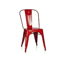 hjh office 645021 chaise bistrot vantaggio comfort métal rouge, chaise au style industriel, empilable