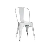 hjh office 645022 chaise bistrot vantaggio comfort métal blanc, chaise au style industriel, empilable