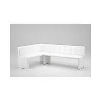 marta banc d'angle en cuir synthétique avec structure en bois stable et facile d'entretien blanc 168 x 128 cm