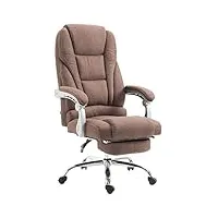 clp fauteuil de bureau pacific en tissu pivotant i chaise de bureau ergonomique hauteur réglable repose-pied et accoudoirs, couleur:marron