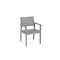 greemotion chaise de jardin maui en bois en bois d’acacia 100% fsc, fauteuil de jardin en bois massif, chaise d'extérieur avec accoudoirs, env. 58 x 83 x 56 cm, gris