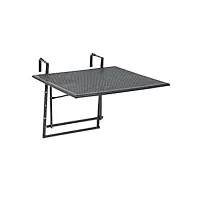 greemotion table de balcon pliable modèle « toulouse », table à accrocher à une balustrade de balcon, réglable en hauteur, env. 70 x 47-79 x 88 cm, gris fer