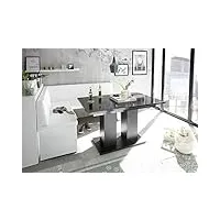 mystylewood banc d'angle olga blanc avec table à colonnes, noir, banc de cuisine en cuir synthétique épais, facile d'entretien, structure en bois solide 128 x 168 l