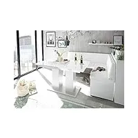 mystylewood banc d'angle olga blanc avec table à colonnes - en cuir synthétique - facile d'entretien - 168 x 128 cm