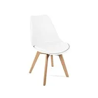 mc haus lena blanche x4 - lot de 4 chaises de salle à manger, design nordique avec assise rembourrée et dossier ergonomique