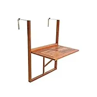 bois d'acacia table suspendue pour balcon pliable, table, table de balcon, table, 60 x 40 cm, table suspendus