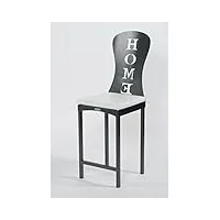 styl'métal 21 lot 2 chaises hautes home métal noir + coussin blanc
