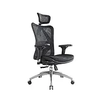 sihoo chaise de bureau ergonomique pour ordinateur avec appuie-tête réglable, dossier et accoudoirs en maille noir mesh chiar