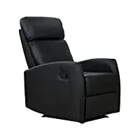 homcom fauteuil de relaxation inclinable 170° avec repose-pied ajustable revêtement synthétique noir