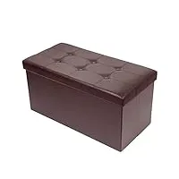 brian & dany pouf coffre de rangement boîte tabouret pliant banc pouf de pliable, simili cuir, 76 x 38 x 38 cm, brun