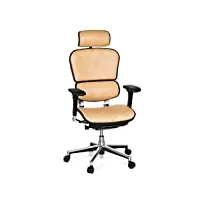 hjh office 652261 fauteuil de direction ergohuman fauteuil de bureau en cuir soutien lombaire flexible, safran