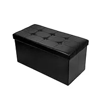 brian & dany pouf coffre de rangement boîte tabouret pliant banc pouf de pliable, simili cuir, noir, 76 x 38 x 38 cm