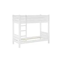 erst-holz cadre de lit superposé pour adultes en pin blanc très confortable 100x200 séparable 60.16-10wt100or
