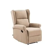 cribel fauteuil arlette a relax en tissu, inclinable manuellement, avec repose-pieds, beige