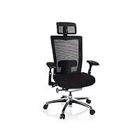 hjh office 657650 chaise de bureau nova pro i en tissu maille avec support lombaire, noir, 133.0 x 65.0 x 60.0 cm