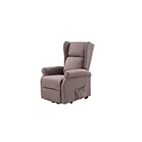 cribel arlette d relax fauteuil en tissu, mouvement electrique avec fonction ascenseur, recrinabile, télécommande incluse, taupe