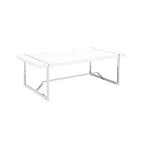 table basse rectangulaire 120 x 60 en mdf blanc laqué et métal chromé pour salon de style moderne ou contemporain beliani