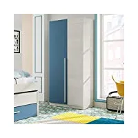 habitdesign armoire pour enfants, modèle wic, finition en blanc et bleu alpes, mesures : 90 cm (l) x 200 cm (h) x 52 cm (p) foarm7437y