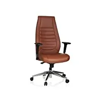 hjh office 600989 fauteuil de bureau vitoro pu chaise de bureau pivotant avec dossier haut, accoudoirs réglables, simili-cuir marron