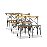 vidaxl chaises à manger lot de 6 bois de manguier massif et acier