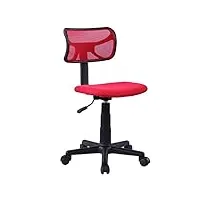idimex chaise de bureau pour enfant milan fauteuil pivotant et ergonomique sans accoudoirs, siège à roulettes avec hauteur réglable, revêtement mesh rouge