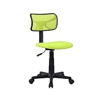 idimex chaise de bureau pour enfant milan fauteuil pivotant et ergonomique sans accoudoirs, siège à roulettes avec hauteur réglable, revêtement mesh vert