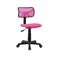 idimex chaise de bureau pour enfant milan fauteuil pivotant et ergonomique sans accoudoirs, siège à roulettes avec hauteur réglable, revêtement mesh rose
