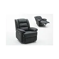 habitat et jardin - fauteuil relax buckingham noir - fauteuil de bureau inclinable avec accoudoirs - siège confortable et ergonomique - fauteuil de chambre et de salon