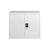 mmt furniture designs armoire de rangement de bureau verrouillable à 2 portes - caisson bureau - armoire grise - armoire en acier - meuble de rangement (90 x 40 x 90 cm)