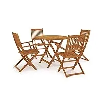 vidaxl mobilier à dîner d'extérieur pliable 5 pcs salon de jardin table et chaises de salle à manger mobilier de patio extérieur bois d'acacia solide