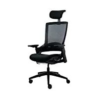 ergotopia nextback chaise de bureau ergonomique – fauteuil pivotant avec appui-lordose réglable & accoudoirs – chaise ergonomique avec appui-tête – fauteuil de bureau en mesh